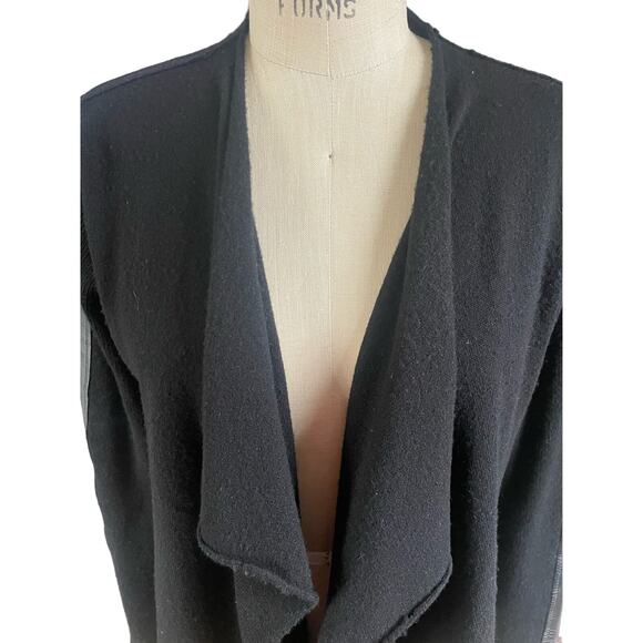 Brochu Walker Draped Collar Wool/ Cashmere Cardigan Sweater in Black Size Medium - Picture 4 of 6